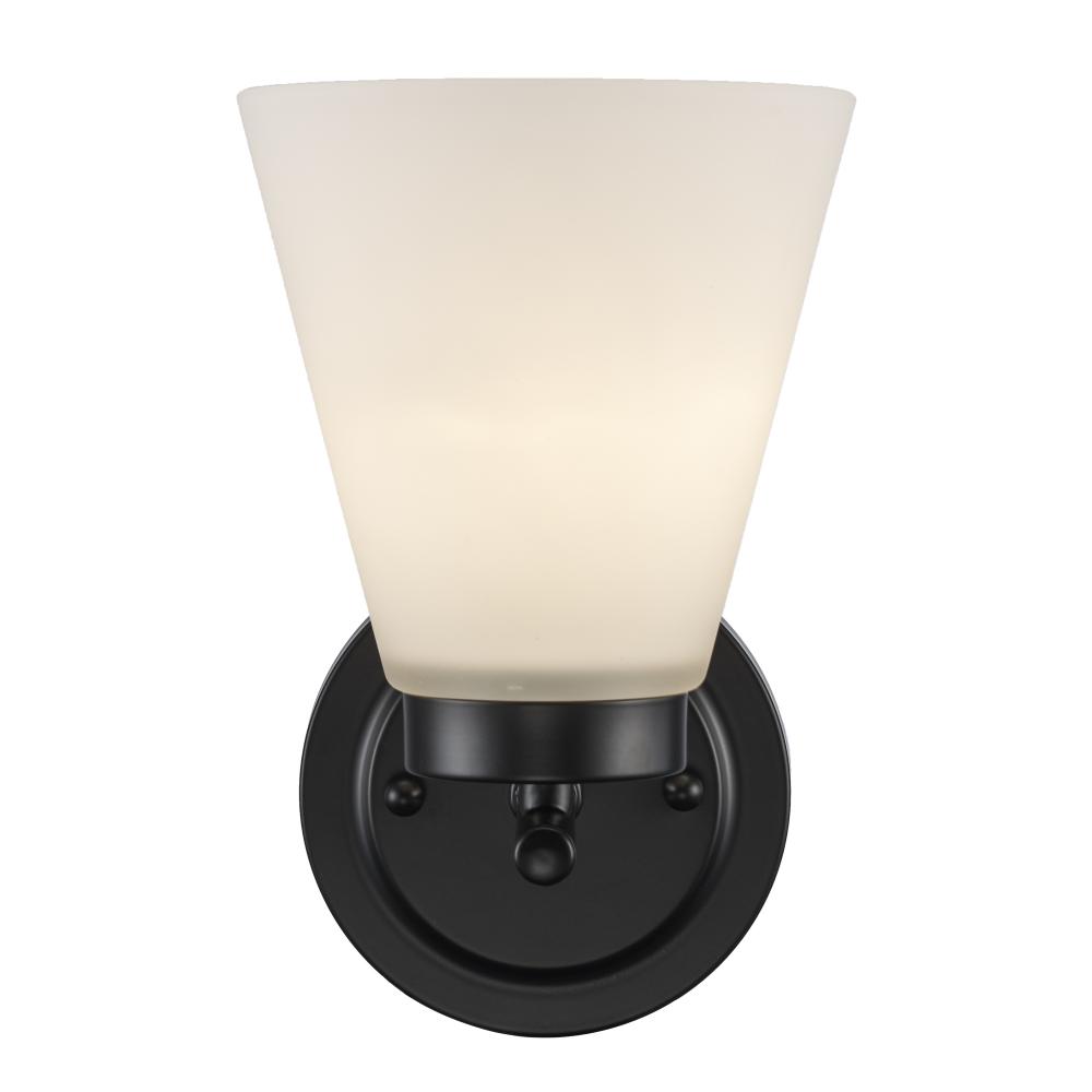 1LT SCONCE-FLARED GLASS-BK